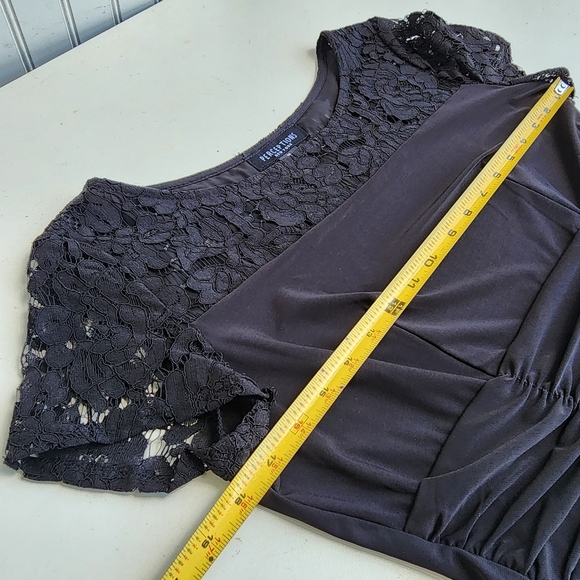 Perceptions New York Dress Lace Black Lace Short Sleeves Womens Stretch Sz M - Picture 13 of 14